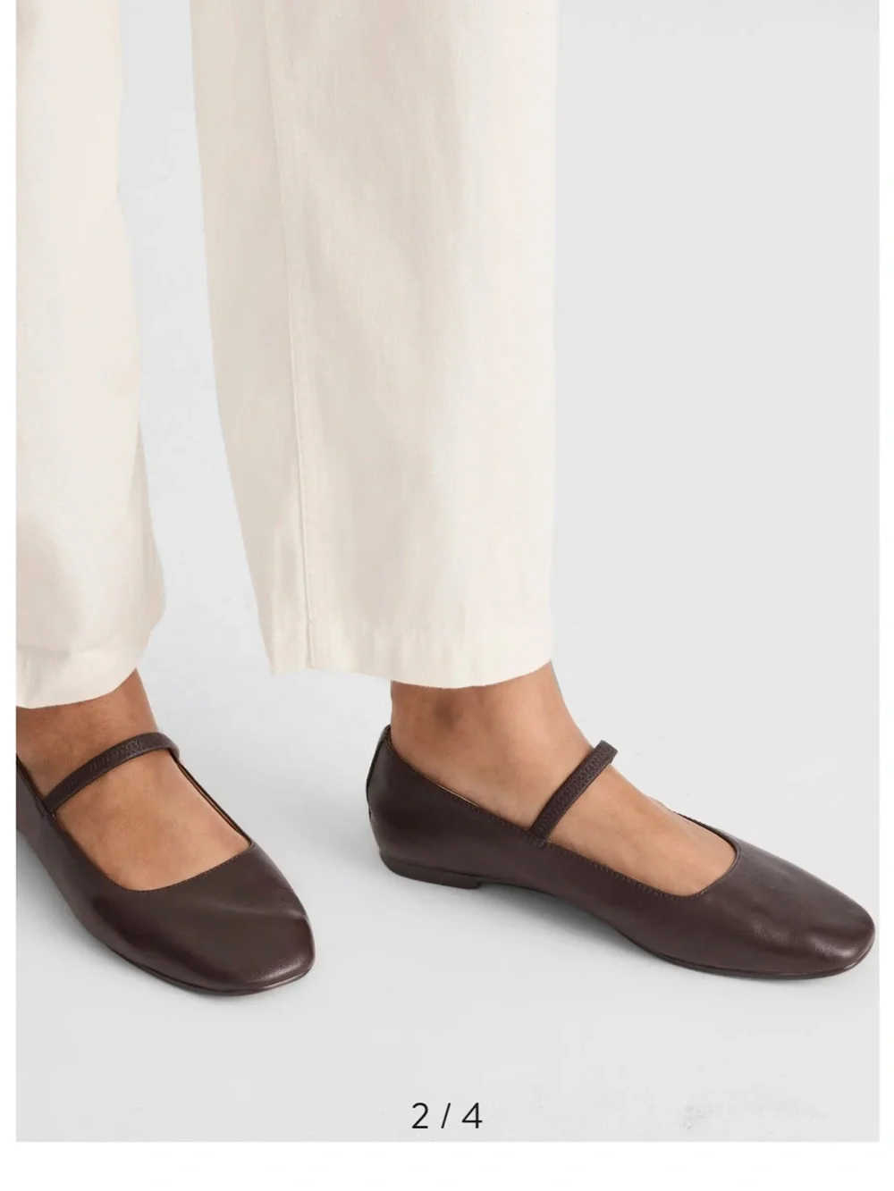 NWOB Madewell Greta Ballet Flat Coffee Bean Leather Mary Jane NX041 - Picture 2 of 11